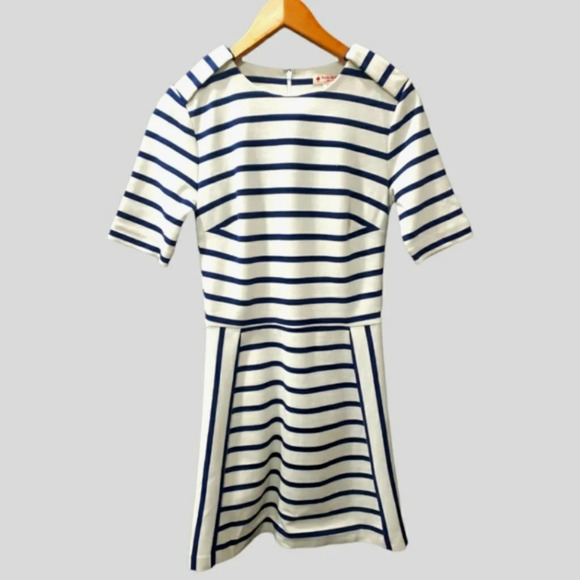 Brooks Brothers Red Fleece Dress Women's XS Blue White Striped Mini - Picture 1 of 5